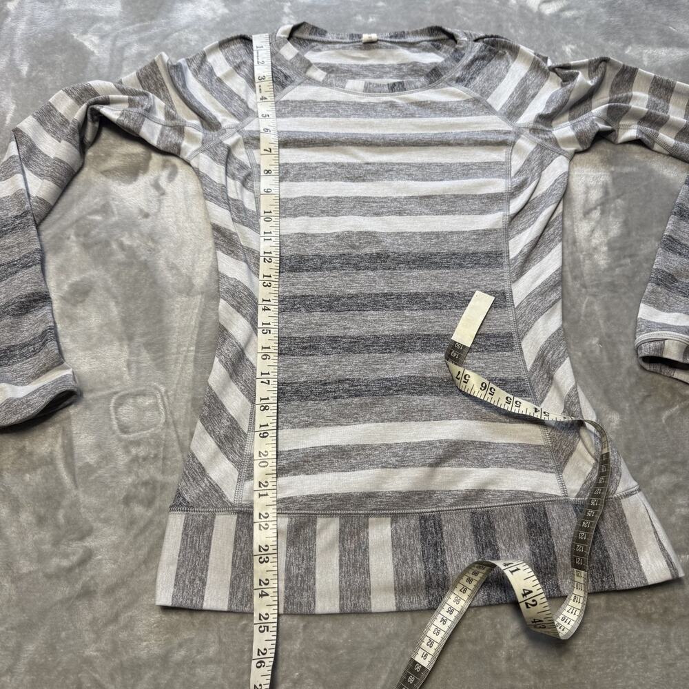 Lululemon Race Your Pace Long Sleeve Marshmallow Stripe Heathered Slate Size 4 - Picture 6 of 13